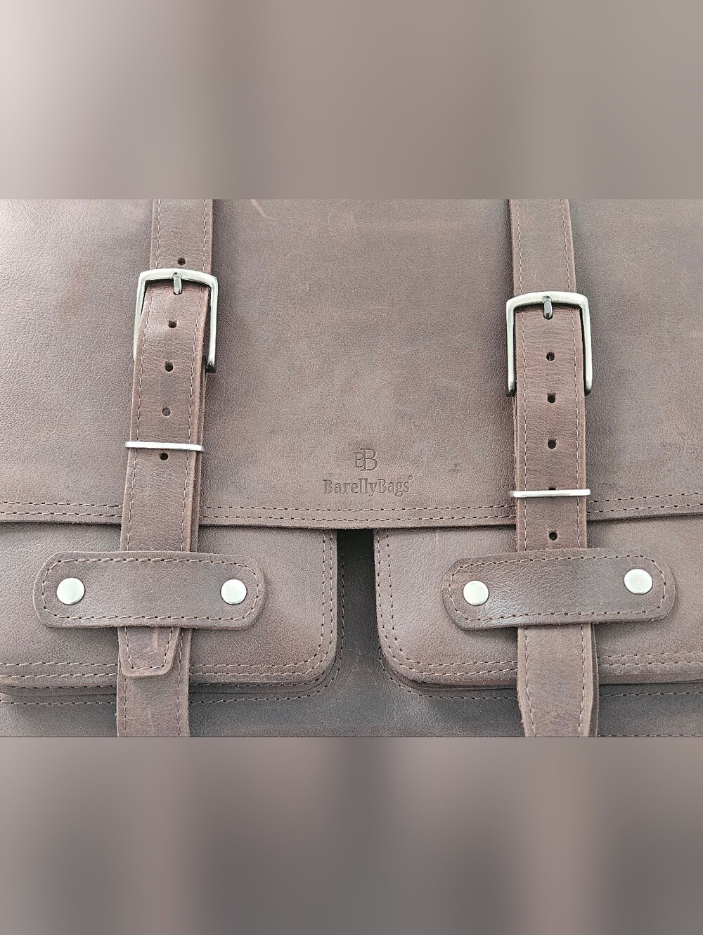 NEW Men's Brown Genuine Leather Messenger Bag Work Briefcase Distressed Style - Picture 2 of 11